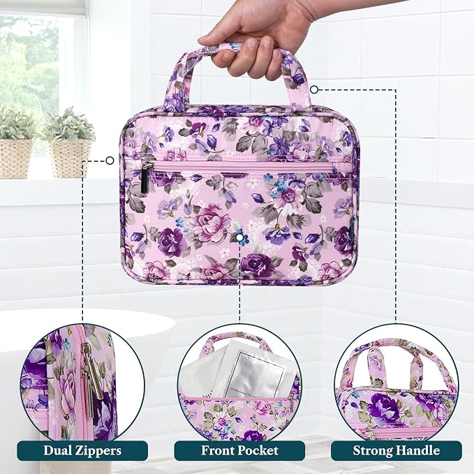 PAVILIA Hanging Toiletry Bag Travel Bag Women Men, Foldable Cosmetic Organizer - Image 5