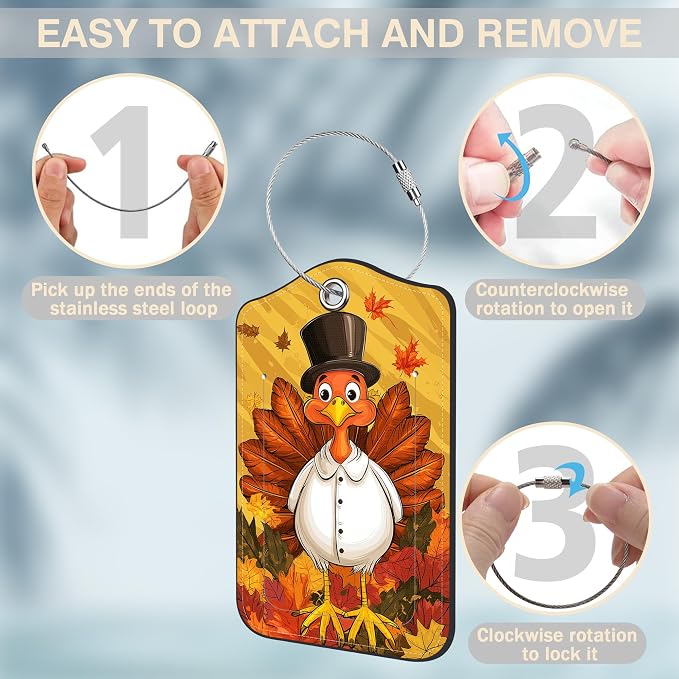 2 Pcs Autumn Turkey Luggage Tags - Image 4