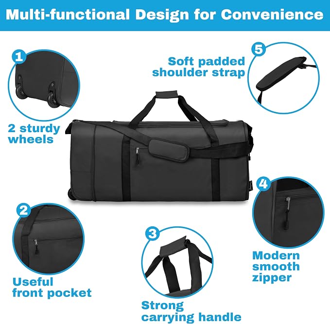Finnhomy 100L Foldable Rolling Duffel Bag - Image 4