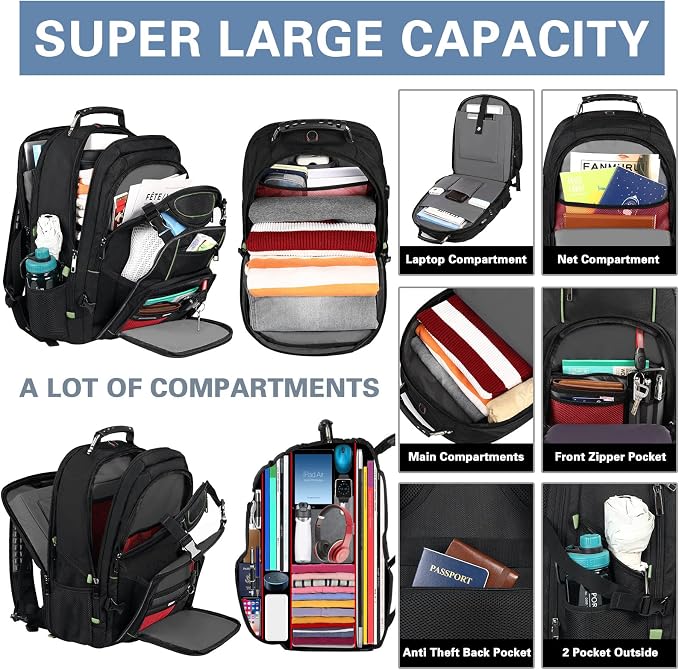 Travel Laptop Backpack, Extra Large 18.4 Inch Laptop RFID Anti Theft TSA - Image 3