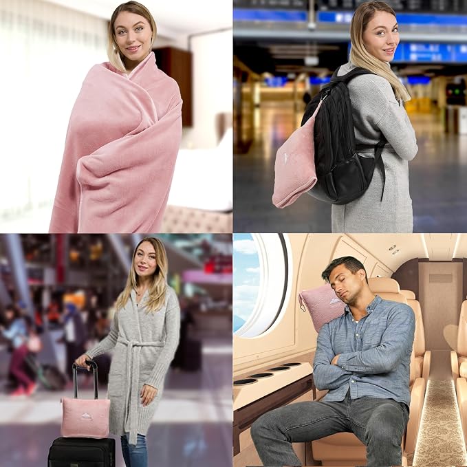 BlueHills Premium Soft Long Travel Blanket Pillow - Image 2