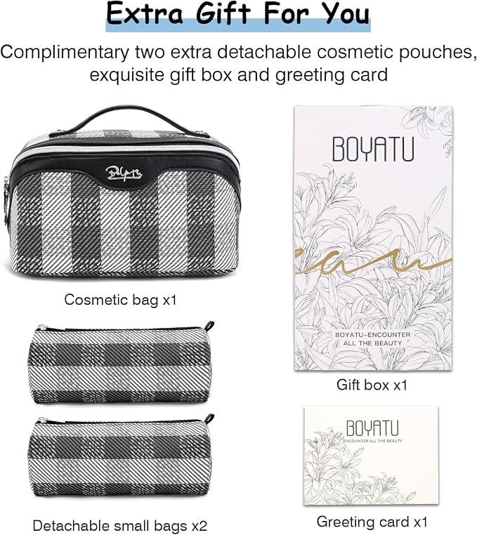 BOYATU Makeup Bag Travel Cosmetic Bag: 3 Pcs Set Portable Make up Bags - Image 6