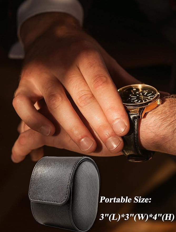MR.OKAY Single Watch Travel Case-Classic Leather Watch Case - Image 2
