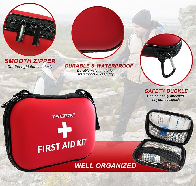 160 Piece Mini First Aid Kit, Compact Waterproof Hard Shell Small Emergency - Image 4