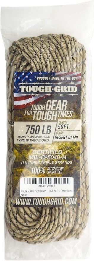 TOUGH-GRID 750 Paracord Rope Nylon Parachute Cord, Made in USA Survival Kit - Image 3