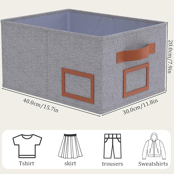 OUTBROS Foldable Storage Box for Shelves, 15.7 x 11.8 x 7.9 inch Fabric Baskets - Image 7