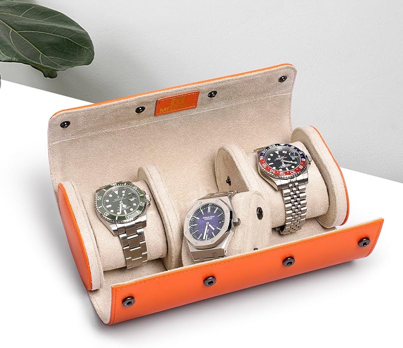 MOZSLY Watch Roll Travel Case 3 Slots Portable Watches Box Organizer Storage - Image 4