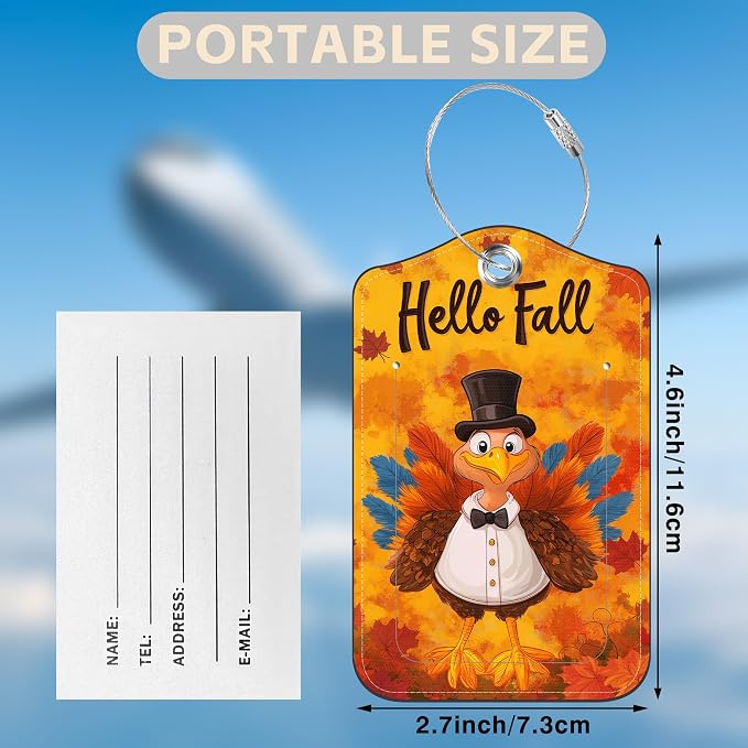 Hello Fall Turkey Set of 2 Luggage Tags - Image 2