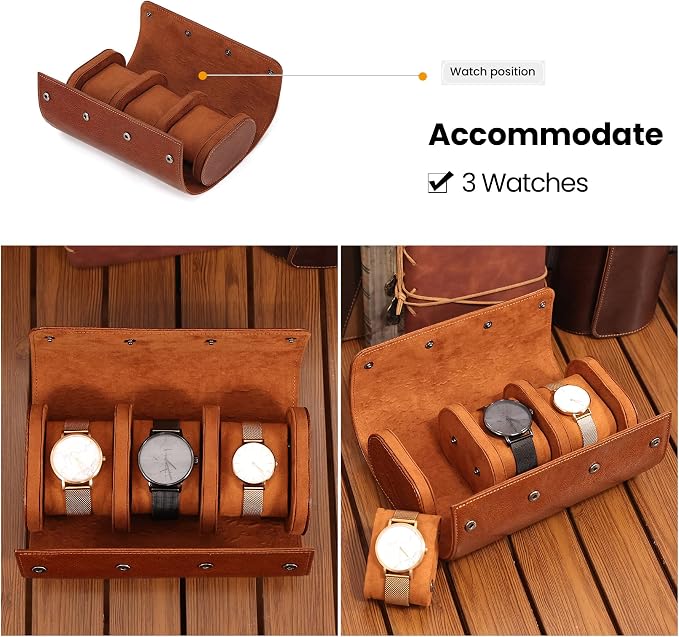 JOYIR Watch Roll for Travel, Genuine Leather Watch Case Organizer - Image 6