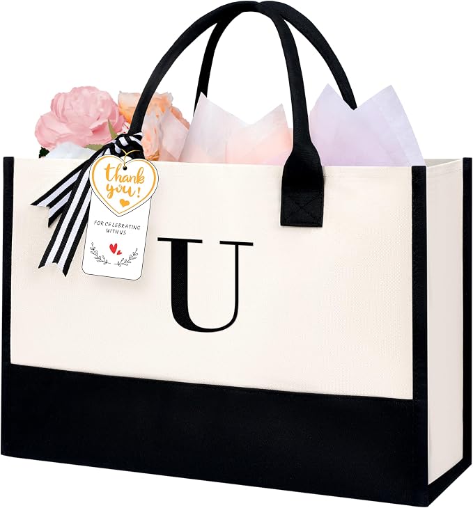 BAGAIL Initial Tote Bag, Personalized Birthday Gifts by BAGAIL