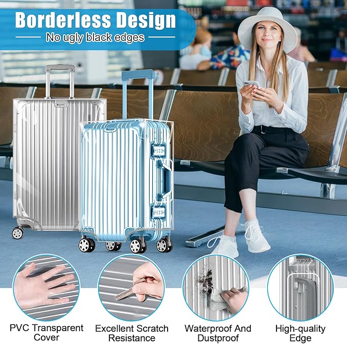 Yotako Clear PVC Suitcase Cover Tough Protector, 30 Inch Luggage Covers - Image 4
