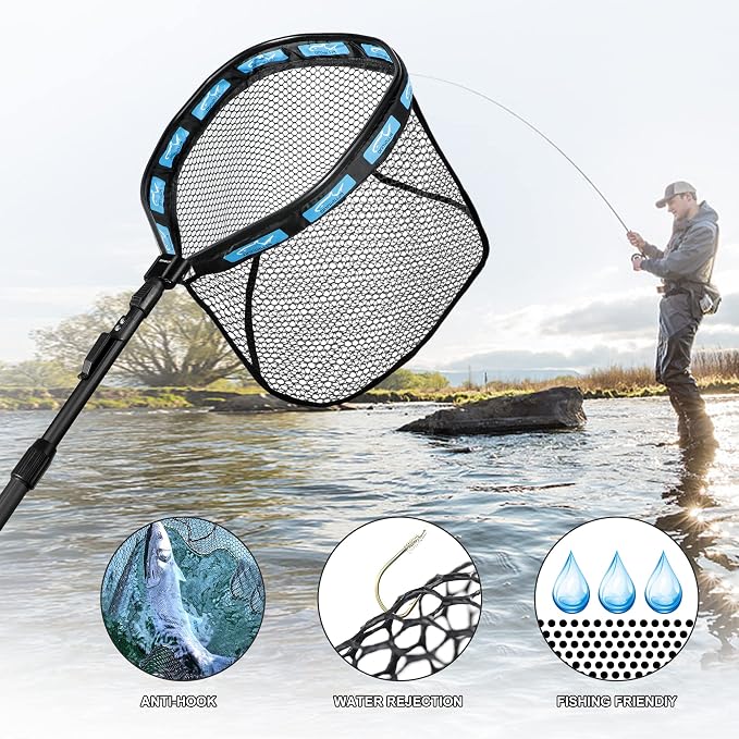 PLUSINNO Floating Fishing Net for Steelhead, Trout Fishing, Rubber Coated - Image 6
