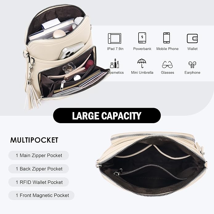 Crossbody Purse for Women, Lightweight Medium Crossbody Bag Soft Leather - Image 5