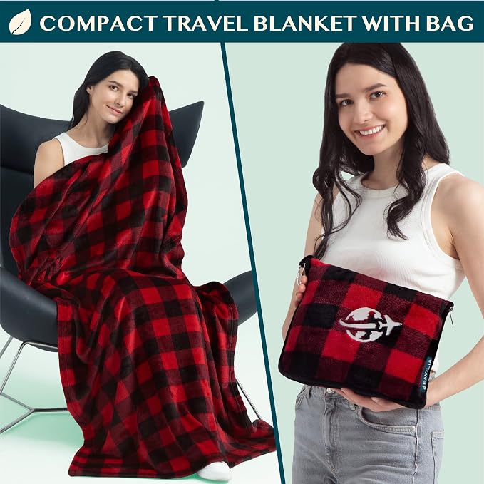 PAVILIA Travel Blanket and Pillow, Arms Opening Airplane Blankets - Image 3