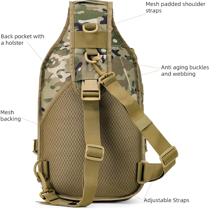 15L Tactical Crossbody Sling Bag | Everyday One Shoulder Backpack Fit 12 Inch - Image 5