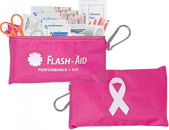 Pink Ribbon First Aid Kit – 2-Pack Compact Travel IFAKs by FlashAid