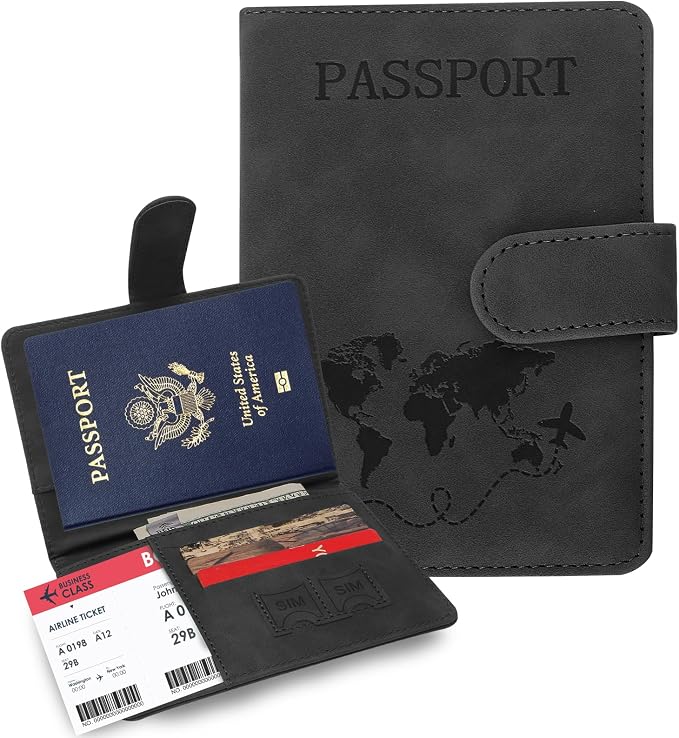 Passport Holders, RFID Blocking Credit Card Holder, PU Leather Vaccine Card by SOVIROSE