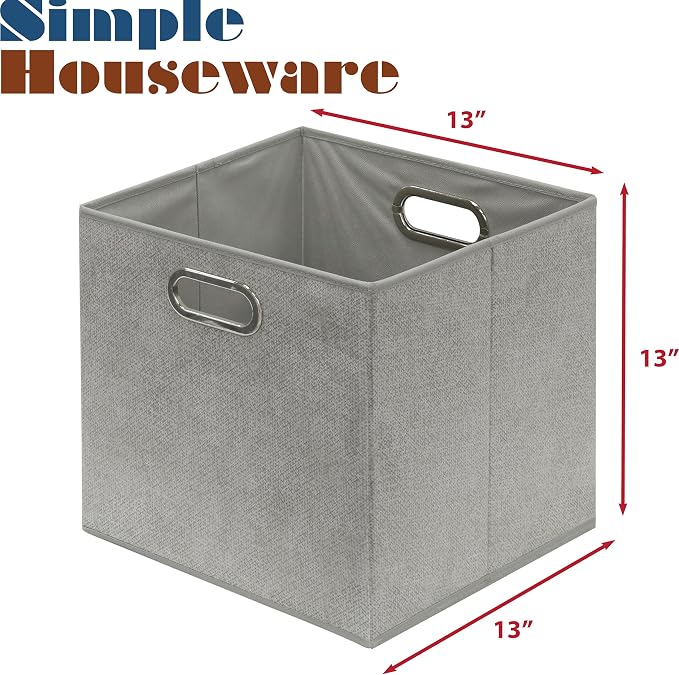 SIMPLE HOUSEWARE 13-Inch Collapsible Fabric Cube Storage Bin - Image 6