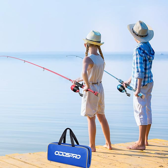 ODDSPRO Kids Fishing Pole Pink, Portable Telescopic Fishing Rod and Reel Combo - Image 6