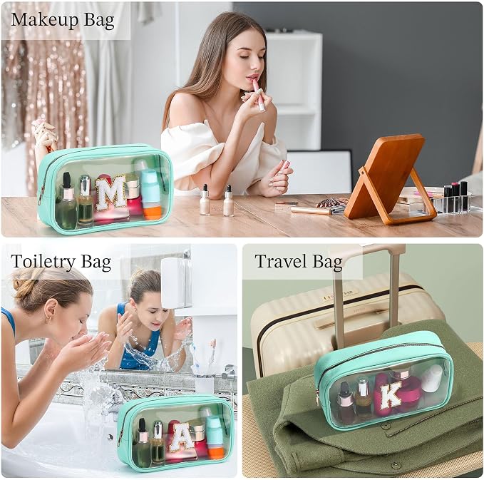 YOOLIFE Initial Clear Makeup Bag | Waterproof Large Makeup Bag | Personalized - Image 3