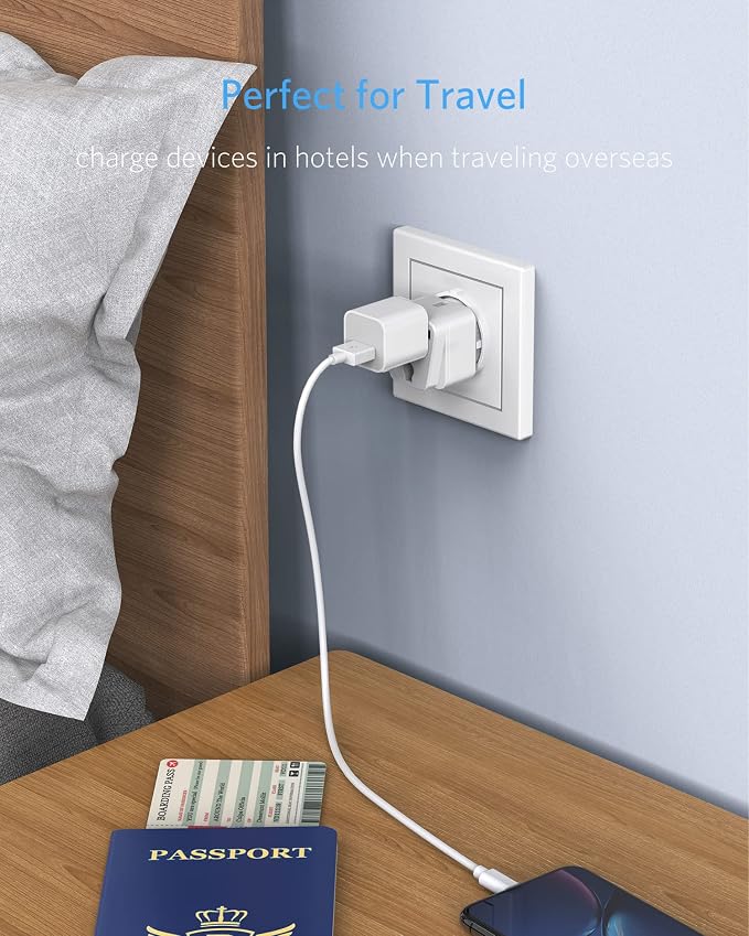 BESTEK European Travel Plug Adapter Set, Grounded Universal Power Plug Adapter - Image 2