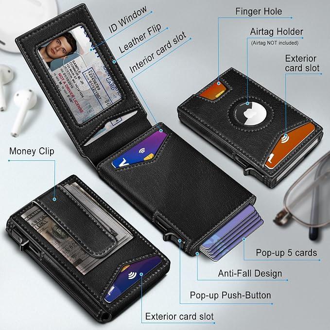Airtag Wallet for Men, with Money Clip Gift Boxed, Slim Front Pocket Wallet - Image 2