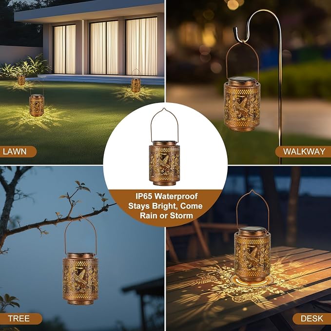 Solar Lanterns Outdoor Waterproof Hummingbird and Iris Garden Decor Gifts - Image 6
