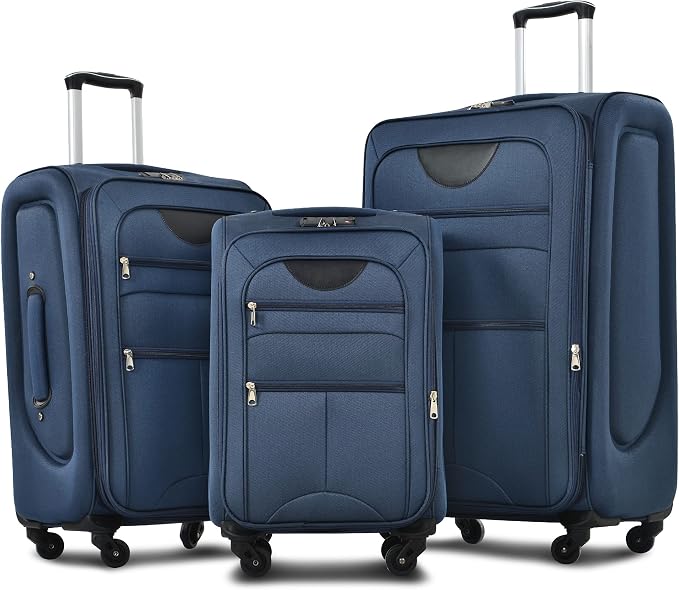 Merax Softside Luggage Set Softshell Lightweight 3 Piece Spinner Suitcase 22" by Merax