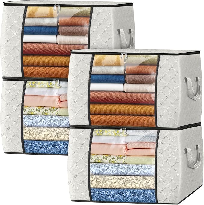 Fab totes 24 Gallons Clothes Storage, Foldable Thick Fabric Blanket Storage Bags by Fabtotes
