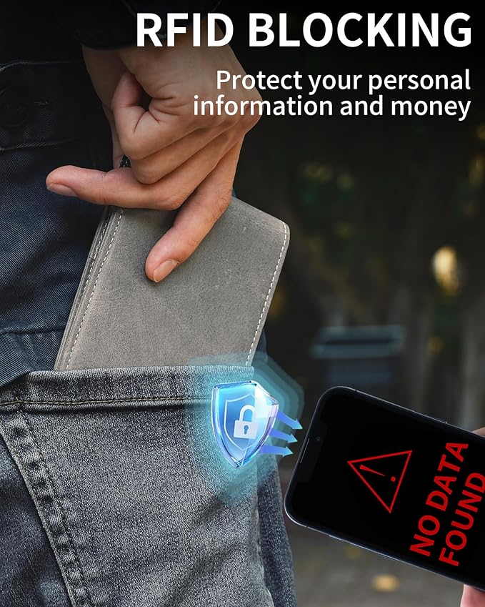 Mens Wallet Bifold Genuine Leather RFID Blocking Wallet - Image 4