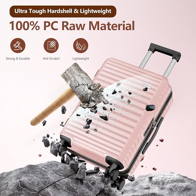 SHOWKOO Luggage Sets 3 Piece Hardside Expandable Suitcase - Image 3