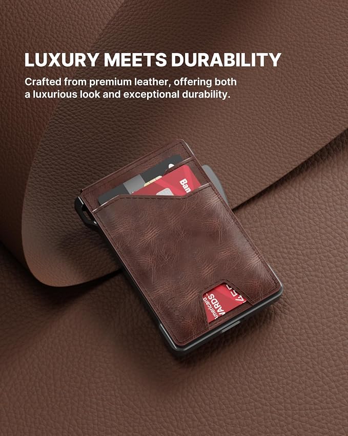 typecase Tactical Wallet for Men Card Holder: Pop Up Card Case, Genuine Leather - Image 5