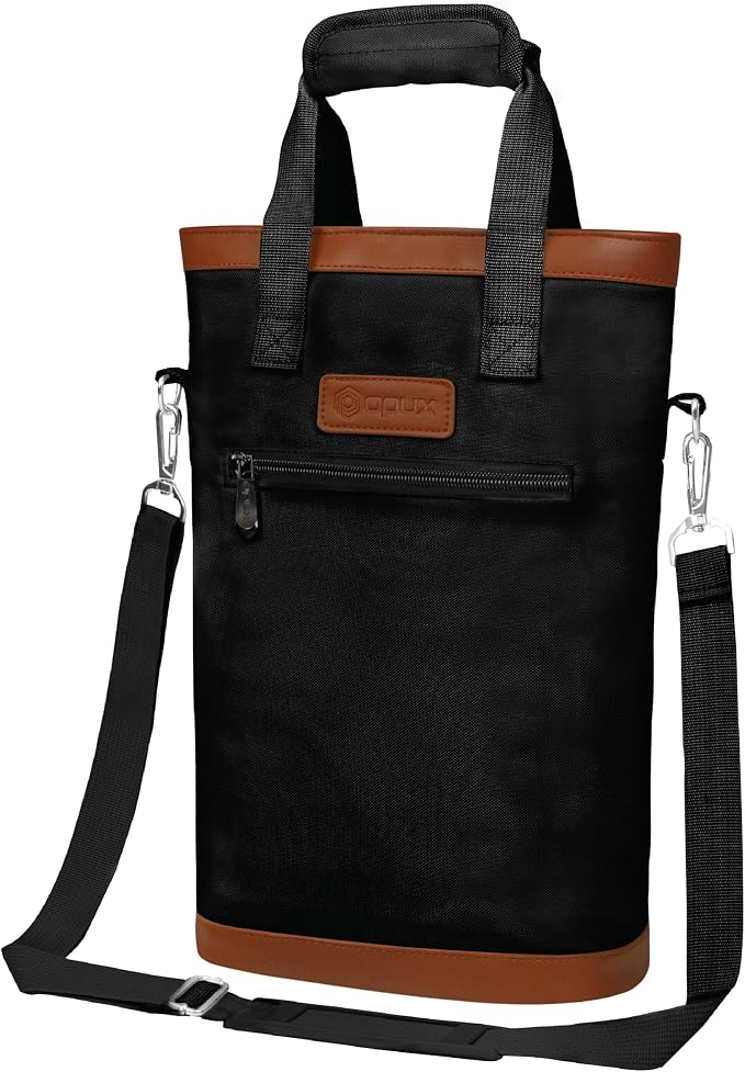 opux Two Bottle Wine Bag Carrier Tote, Insulated Leakproof 2 Bottle Wine Cooler by OPUX