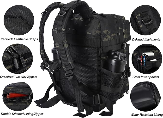 LHI Military Tactical Backpack for Men and Women 45L Army 3 Days Assault Pack - Image 4