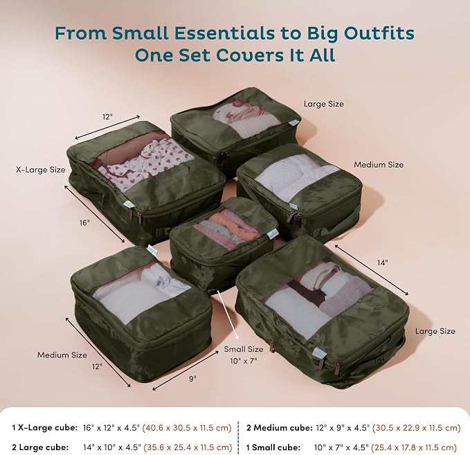 6-Pack Compression Packing Cubes Travel Essentials - Image 4
