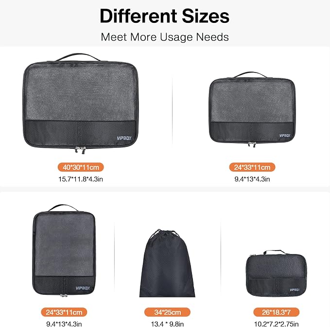 5 Set Packing Cubes Travel for Luggage Durable Suitcases Organizer Bags - Image 6