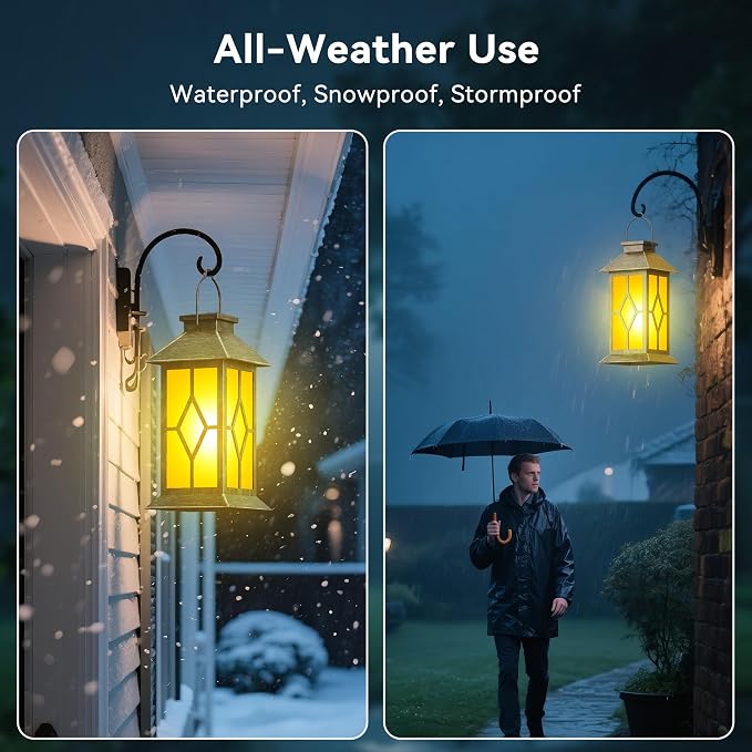 2Pack Patina 13" Metal & Glass Solar Lantern - Image 2