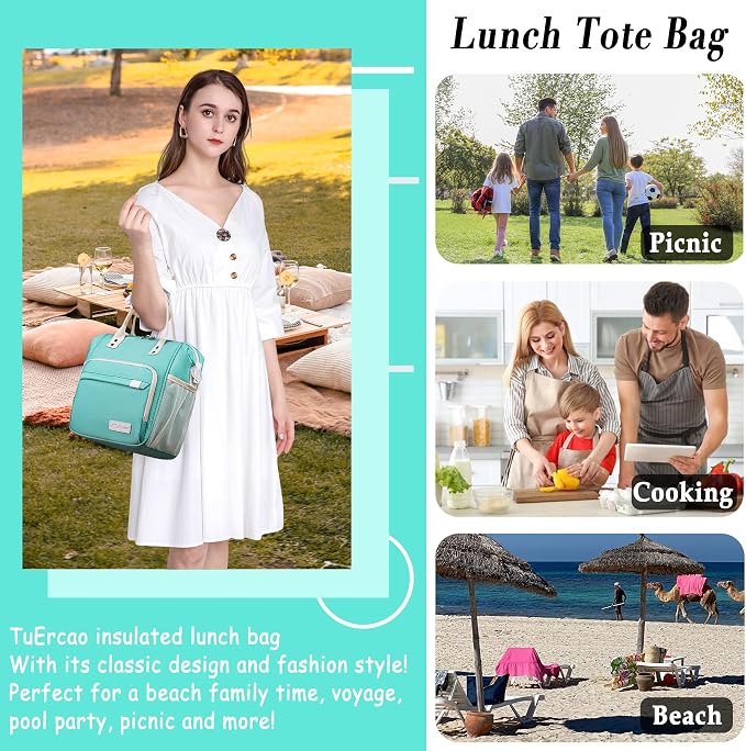 Preppy Lunch Box for Women Aesthetic Insulated Lunch Bag for Young Ladies Female - Image 6