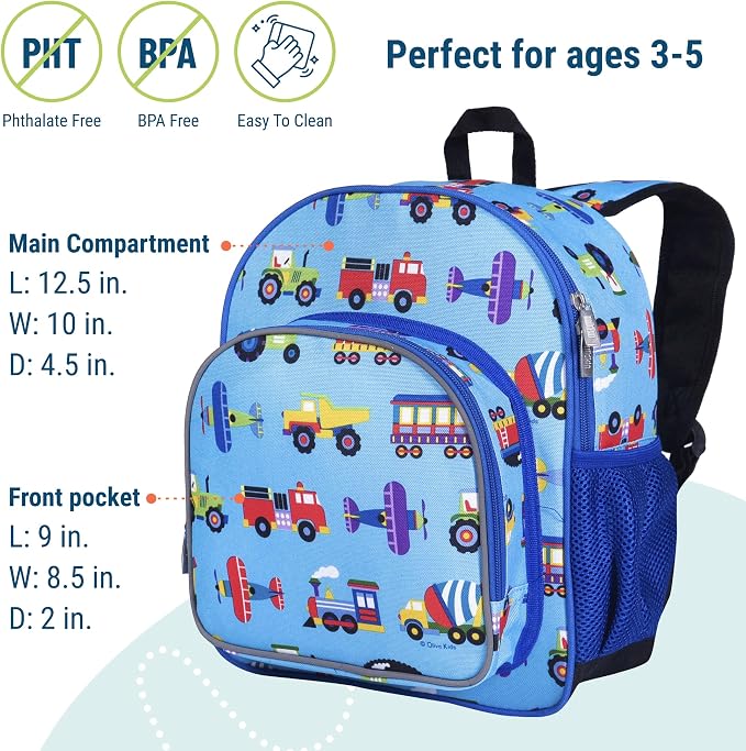 Wildkin 12-inch Kids Backpack – Padded, Adjustable, and Trucks - Image 4