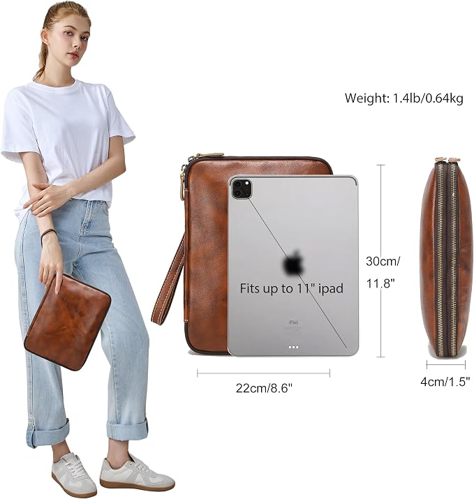 LANNSYNE Full Grain Leather Travel Cable Accessories Bag, Electronic Organizer - Image 2