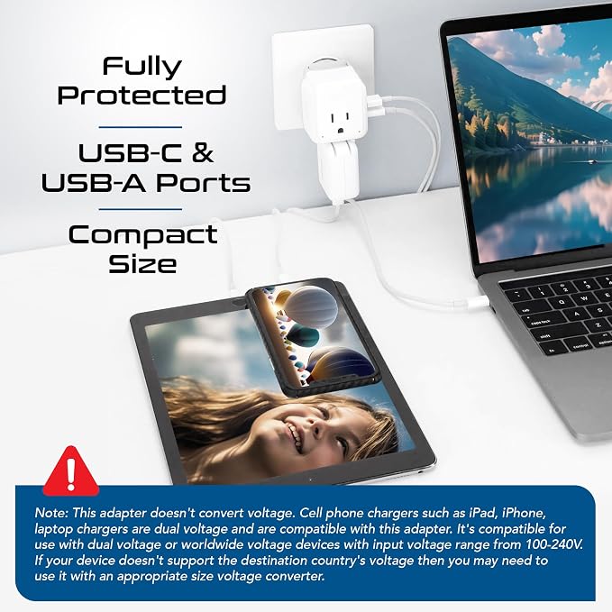 Ceptics European Plug Travel Adapter Set, 20W PD & QC, Safe Dual USB & USB-C - Image 3