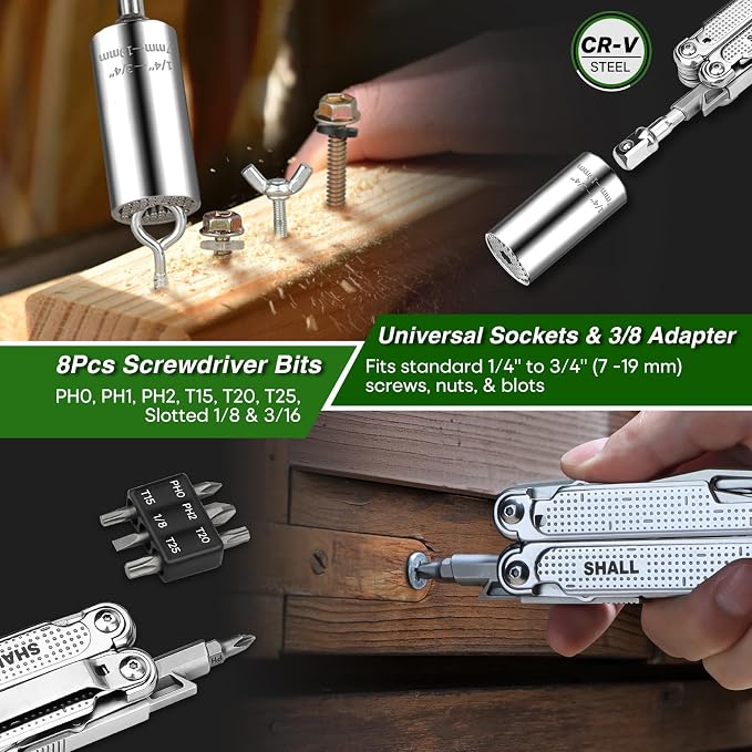 SHALL Multi Tool, 18-in-1 Multitool Pliers, Stainless Steel Multi-tool Pocket - Image 4