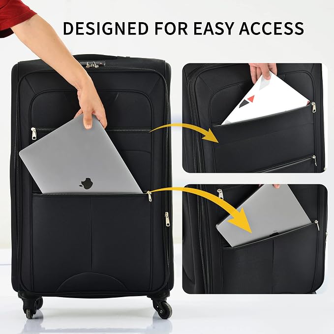Merax Softside Luggage Set Softshell Lightweight 3 Piece Spinner Suitcase 22" - Image 8