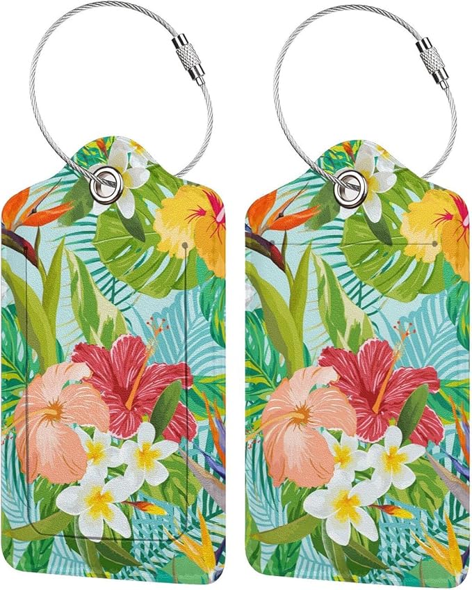 Set of 2 Luggage Tag for Suitcases Tie dye PU Leather Luggage Tag by OMXNAQZ