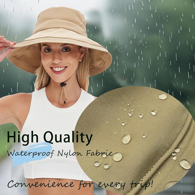 Sun Hats for Women Men UV Protection Wide Brim Bucket Hat - Image 3
