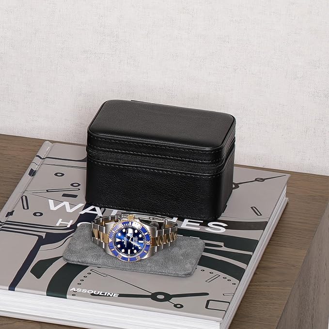 ROTHWELL 2 Watch Travel Case for Men | Compact PU Leather Protective Box - Image 3