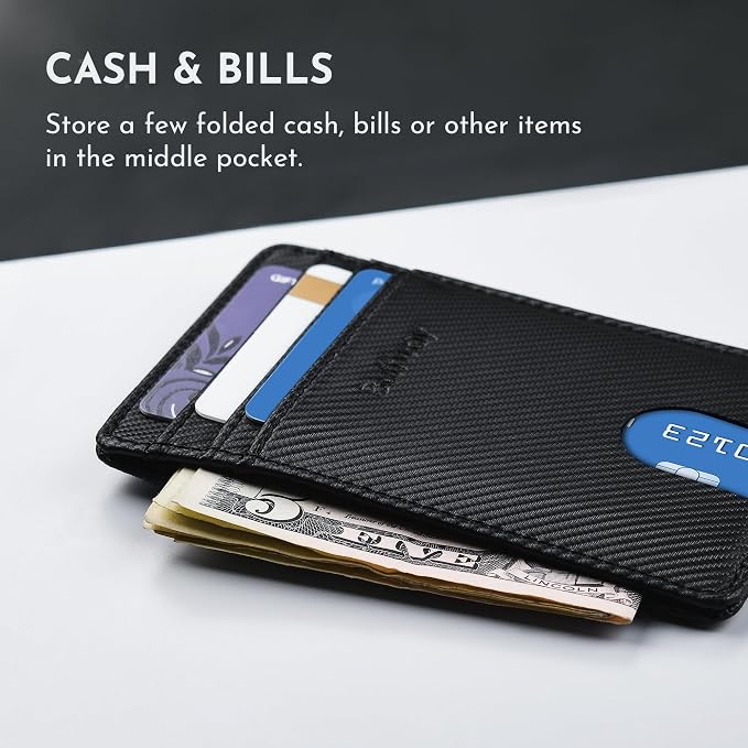 Buffway Mens Slim Wallet, Minimalist Thin Front Pocket Leather Credit Card - Image 5
