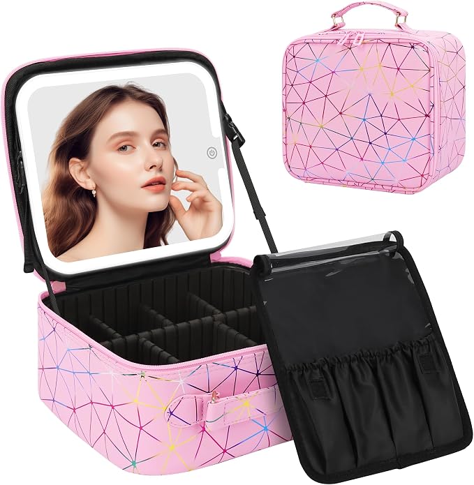 Chomeiu Makeup Bag with LED Mirror, Cute Cosmetic Bags Birthday Gifts by Chomeiu