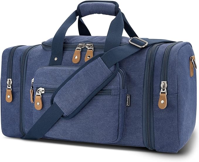 Gonex Canvas Duffle Bag for Travel 60L Expandable Duffel Weekend Overnight Bag by Gonex
