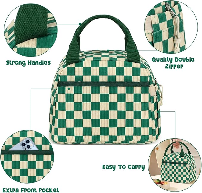 Bluboon Lunch Box for Women men Insulated Cute Corduroy Lunch bag, Reusable - Image 3